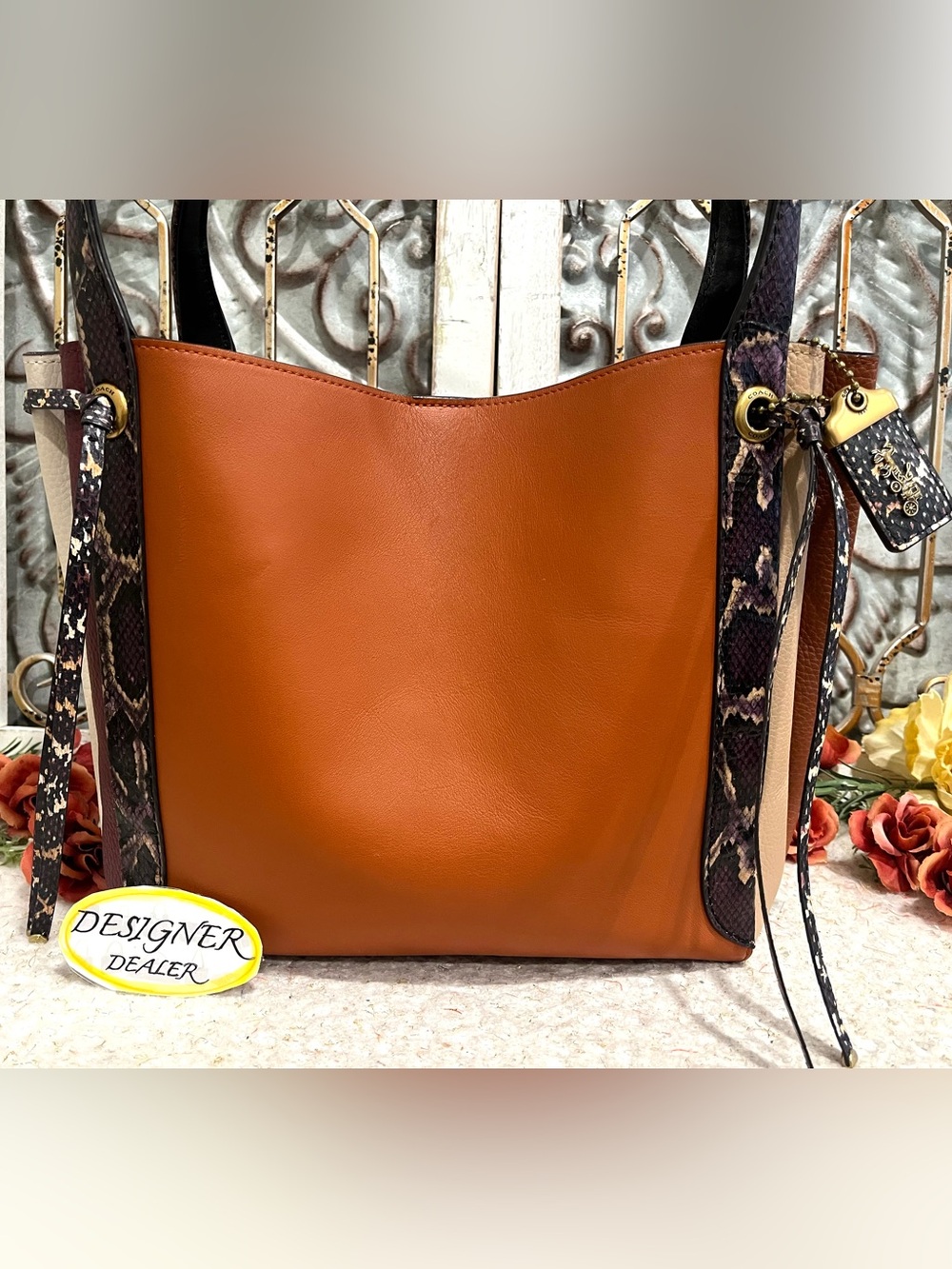 COACH Harmony Snakeskin Colorblock Hobo Shoulder bag 76418 VGC! - Picture 2 of 15